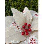 Flor De Natal Natural Palha Com Detalhes Em Vermelho
