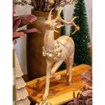Rena Em Resina Em Pé Colar Dourado Luxo Natal Tok Da Casa Bege 36cm
