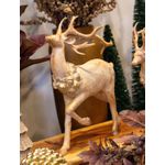 Rena Em Resina Em Pé Colar Dourado Luxo Natal Tok Da Casa Bege 36cm