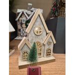 Enfeite De Natal Casinha Decorativa Madeira E Led Verde 16cm