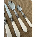 Faqueiro Premium Em Metal C/24 Pcs Prata Cabo Branco Luxo