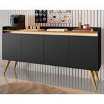 Aparador Buffet Gold 4 Portas Preto Móveis Primus