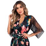 23367 - Robe curto em microfibra e renda. - Estampado