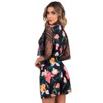 23367 - Robe curto em microfibra e renda. - Estampado