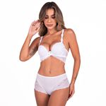 25183 - Conjunto Push Up. Calcinha hot pant fio. - Branco