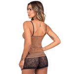 25571 - Baby doll em microfibra e renda. - Colorido