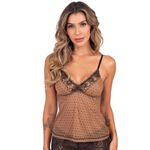 25571 - Baby doll em microfibra e renda. - Colorido
