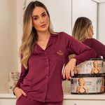 28410 - Pijama de inverno alfaiataria. - Vinho