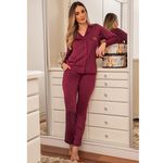 28410 - Pijama de inverno alfaiataria. - Vinho
