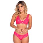28903 - Conjunto com aro e sem bojo. Calcinha fio. - Rosa