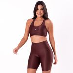 30979 - Short fitness em tecido acetinado - Marrom