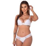30762 - Conjunto aro inteiro em renda. Calcinha larga. - Branco