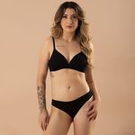 31068 - Conjunto triangulo com bojo. Calcinha fio - Preto