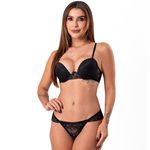 30415 - Conjunto Push Up. Calcinha fio - Preto
