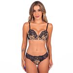 11368 - Conjunto Push Up. Calcinha fio. - Preto