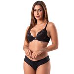 28844 - Conjunto Push Up. Calcinha fio - Preto