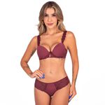 27874 - Conjunto Push Up. Calcinha fio. - Vinho