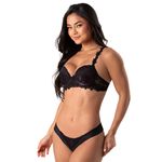 13045 - Conjunto aro separado e bojo. Calcinha larga. - Preto