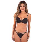 29053 - Conjunto Push Up. Calcinha fio. - Preto