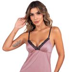 25660 - Baby doll em microfibra e renda. - Nude