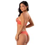 12004 - Conjunto Push up, Coral. Calcinha fio. - Coral