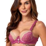 14371 - Conjunto Push up. Calcinha fio. - Rosa Rococó - 2215