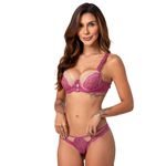 14371 - Conjunto Push up. Calcinha fio. - Rosa Rococó - 2215
