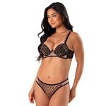 12442 - Conjuto Push Up, calcinha fio. - Preto