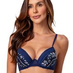 22085 - Conjunto Lageli Lingerie Push Up. Calcinha fio - Marinho Dz