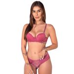 15715 - Conjunto Push Up. Calcinha fio - Rosa Rococó - 2215