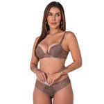 30413 - Conjunto Push Up. Calcinha clássica. - Marrom