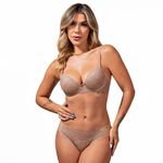 28467 - Conjunto Push Up. Calcinha fio. - Marrom