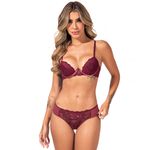 29315 - Conjunto Push Up. Calcinha fio. - Vinho