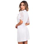 25410 - Robe curto em microfibra e renda. - Branco