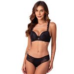 28501 - Conjunto Push up. Calcinha fio - Preto