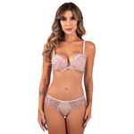 28843 - Conjunto Push Up. Calcinha fio. - Nude