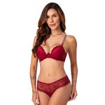 31456 - Conjunto Push Up conjuntado Calcinha fio - Vermelho