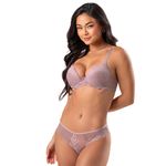 31449 - Conjunto Push Up conjuntado Calcinha fio - Marrom