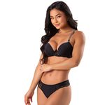 31450 - Conjunto Push Up.Calcinha fio - Preto