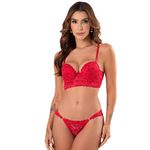 31276 - Conjunto Push Up. Calcinha fio - Vermelho