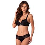 28502 - Conjunto Push up. Calcinha larga - Preto