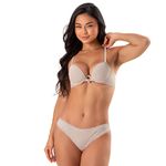 31128 - Conjunto Push Up Calcinha larga - Nude