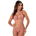31155 - Conjunto Push Up. Calcinha larga - Nude