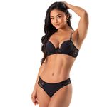 31451 - Conjunto Push Up.Calcinha larga - Preto