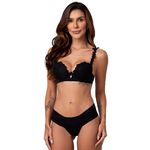 16925 - Conjunto Push Up. Calcinha fio - Preto