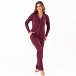 28410 - Pijama de inverno alfaiataria. - Vinho