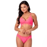 26342 - Conjunto triângulo. Calcinha fio. - Rosa