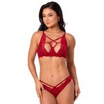 27211 - Conjunto com aro, sem bojo, calcinha fio. - Vermelho