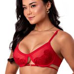 27424 - Conjunto sem bojo, calcinha fio. - Vermelho