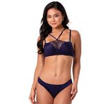 17739 - Conjunto Lageli Lingerie Push Up. Calcinha fio. - Marinho Dz